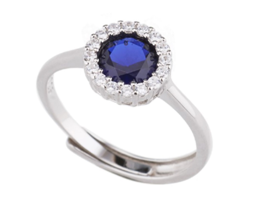 Anello argento con cubic zirconia e zirconi zaffiro Sovrani