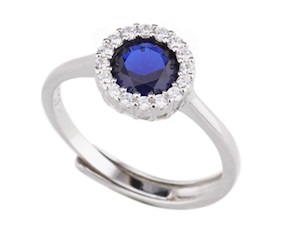 Anello argento con cubic zirconia e zirconi zaffiro Sovrani