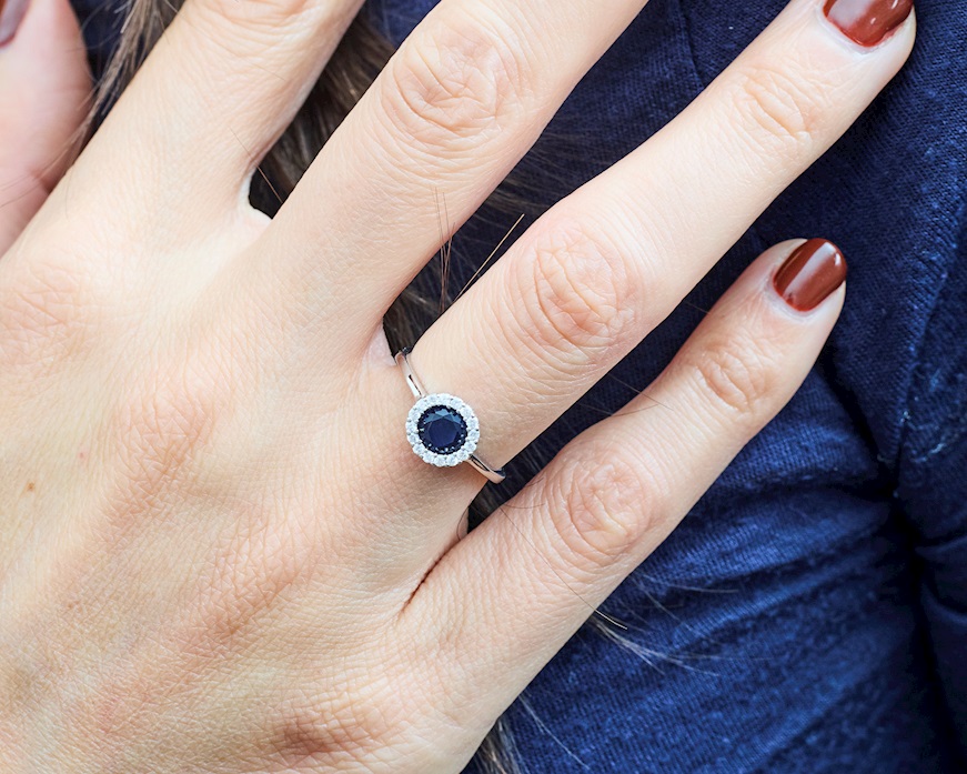Anello argento con cubic zirconia e zirconi zaffiro Sovrani