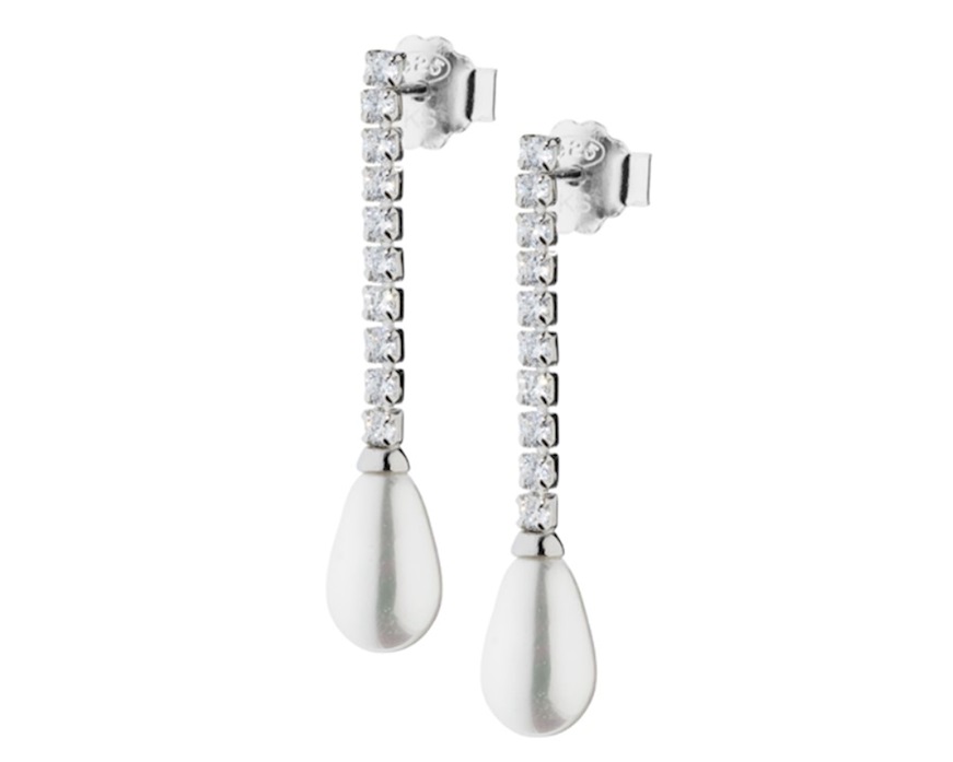 Orecchini argento con cubic zirconia e perla shell Sovrani