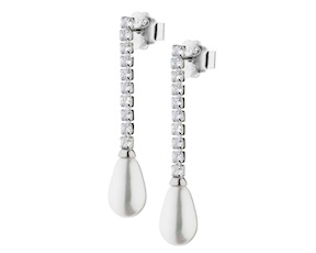 Orecchini argento con cubic zirconia e perla shell Sovrani