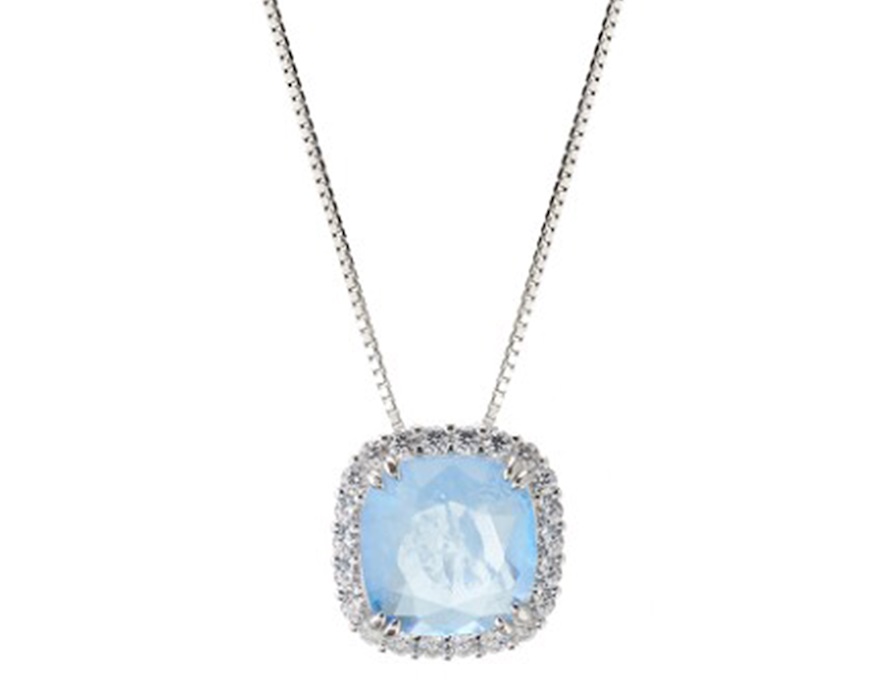 Collana argento con cubic zirconia e pietra idrotermale azzurra Sovrani