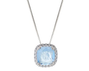 Collana argento con cubic zirconia e pietra idrotermale azzurra Sovrani