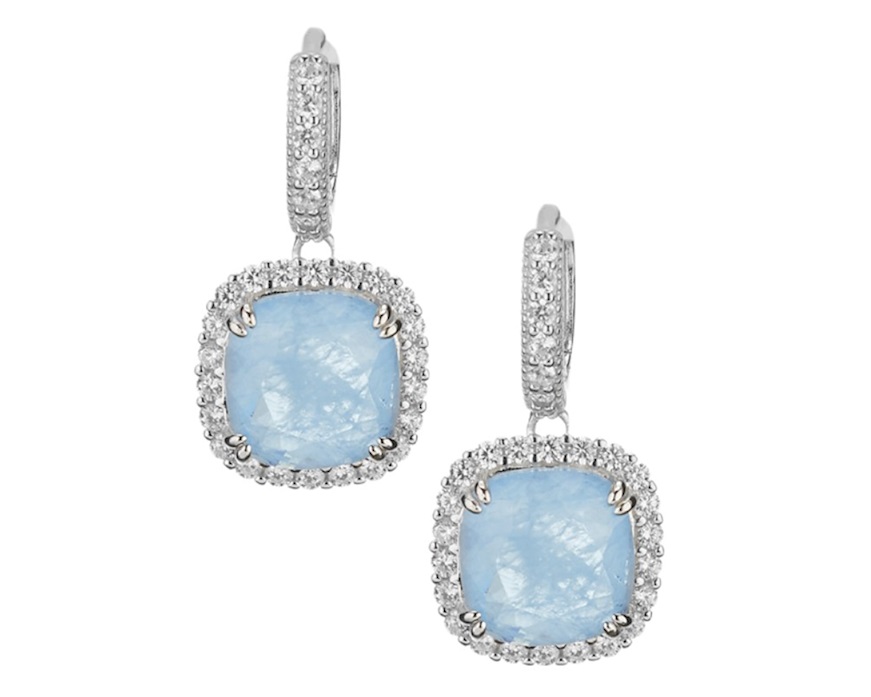 Orecchini argento con cubic zirconia e pietra idrotermale azzurra Sovrani