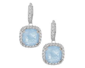 Orecchini argento con cubic zirconia e pietra idrotermale azzurra Sovrani