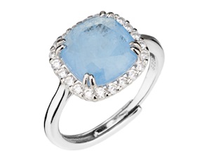 Anello argento con cubic zirconia e pietra idrotermale azzurra Sovrani
