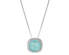 Collana argento con cubic zirconia e pietra idrotermale verde acqua Sovrani
