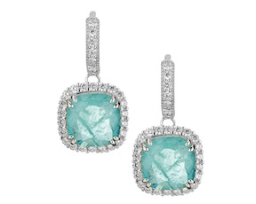 Orecchini argento con cubic zirconia e pietra idrotermale verde acqua Sovrani