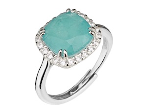 Anello argento con cubic zirconia e pietra idrotermale verde acqua Sovrani