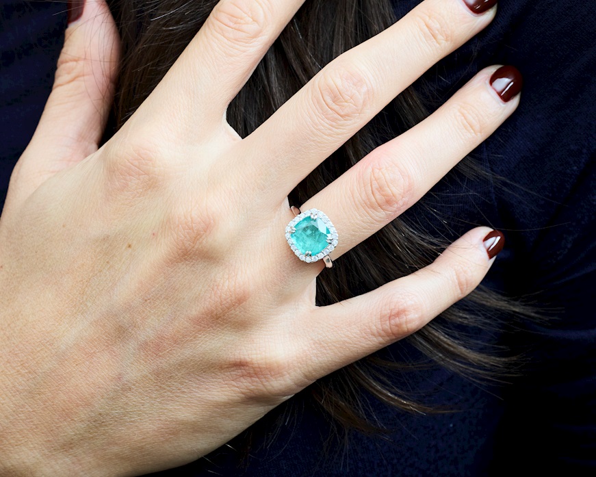 Anello argento con cubic zirconia e pietra idrotermale verde acqua Sovrani