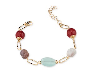 Bracciale Candice ottone finitura oro con agata ruby e fluorite Sovrani