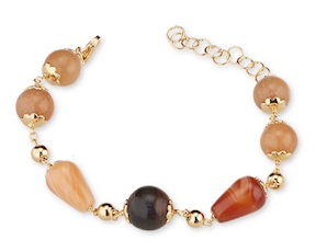 Bracciale Aurore ottone finitura oro con corniola avventurina e occhio di tigre Sovrani