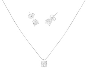 Parure collana e orecchini argento con zirconi bianchi Sovrani