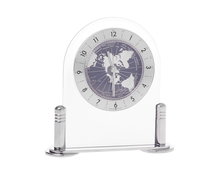 Orologio da tavolo con mondo blu e arco in cristallo Selezione Zanolli