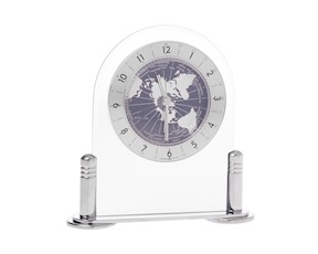 Orologio da tavolo con mondo blu e arco in cristallo Selezione Zanolli