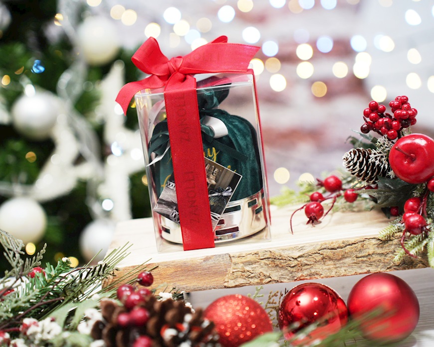 Gift box Pattern bottle coaster trilaminated Silver with panettone Selezione Zanolli