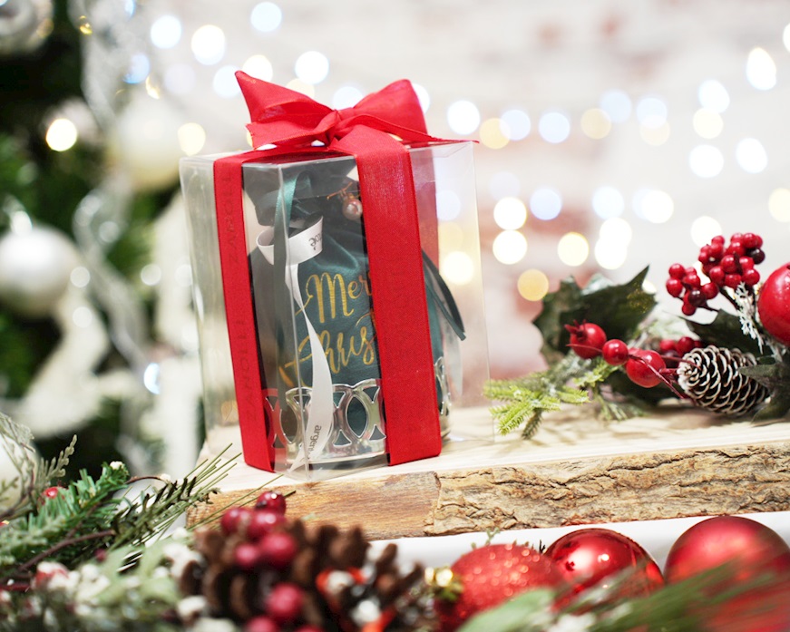 Confezione regalo Sottobottiglia Cerchi argento trilaminato con panettoncino Selezione Zanolli