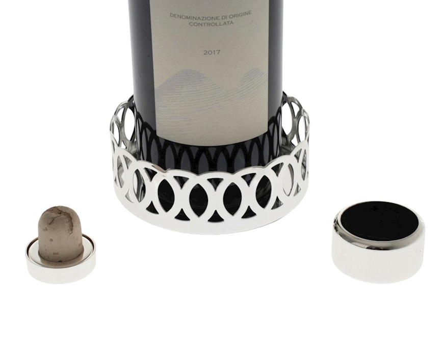 Cerchi bottle coaster trilaminated Silver with cap and drip-stopper Selezione Zanolli