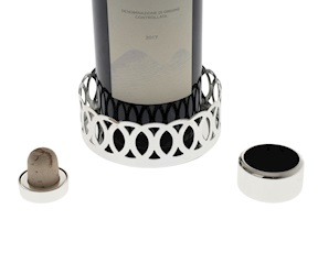 Cerchi bottle coaster trilaminated Silver with cap and drip-stopper Selezione Zanolli