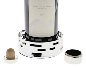 Sottobottiglia Pattern argento trilaminato con tappo e salvagoccia Selezione Zanolli