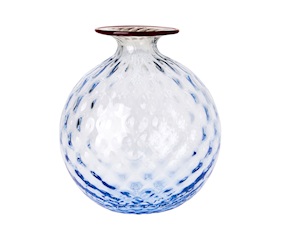 Vaso Monofiore Balloton vetro di Murano iceberg con filo rosso Venini