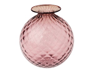 Vaso Monofiore Balloton vetro di Murano ametista con filo rosso Venini