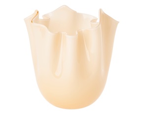 Vaso Fazzoletto vetro di Murano bicolore pesca interno lattimo