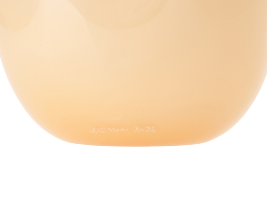 Vaso Fazzoletto vetro di Murano pesca e lattimo Venini