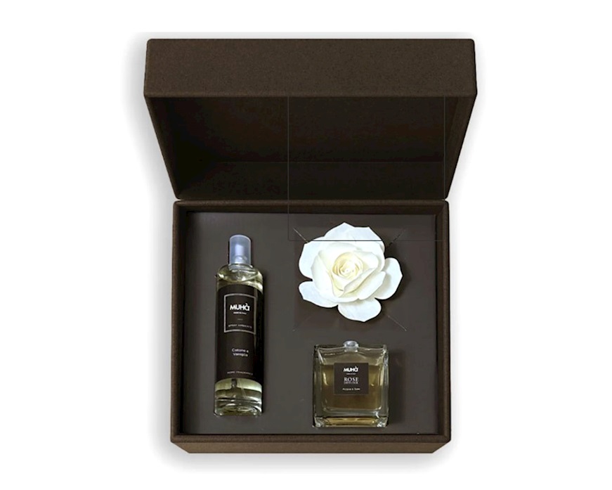 Cofanetto regalo Diffusore Rosa e Spray Acqua e Sale Muhà