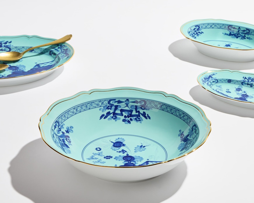 Piatto fondo da portata Oriente Italiano Iris porcellana Richard Ginori