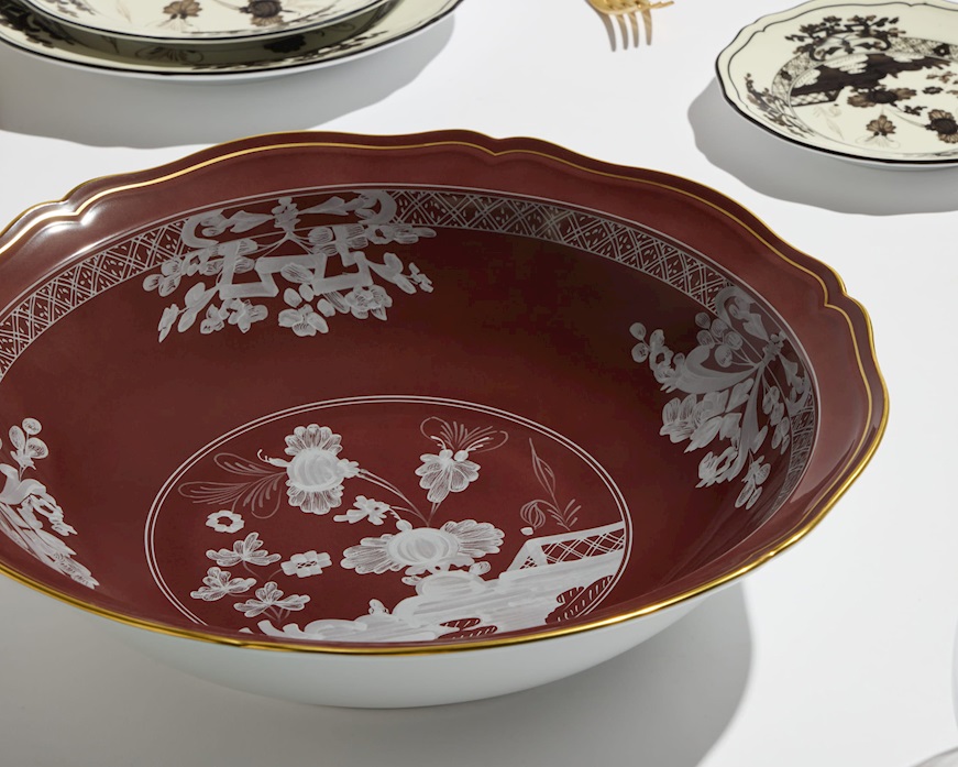 Serving soup plate Oriente Italiano Castagn porcelain Richard Ginori