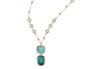 Collana Lea ottone finitura oro con occhio di gatto verde/verde acqua Sovrani