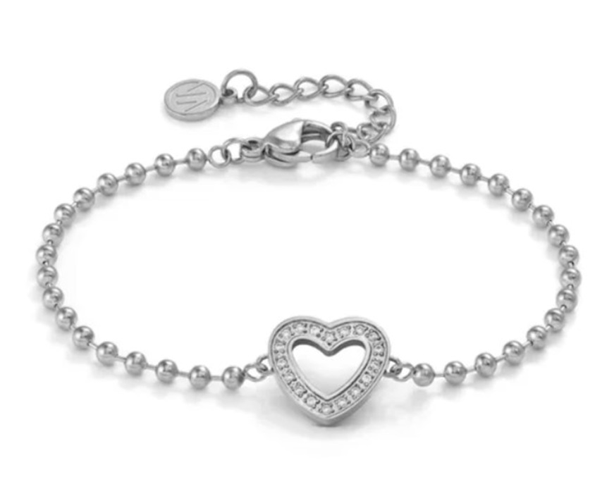 Bracelet Milleluci steel with heart and zircons Nomination