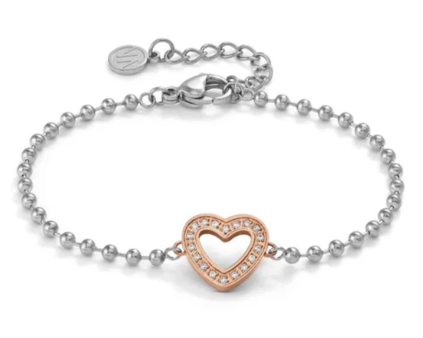 Bracelet Milleluci steel with heart and zircons Nomination