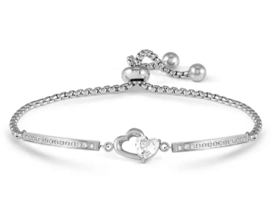 Bracelet Milleluci steel with double-heart and zircons Nomination