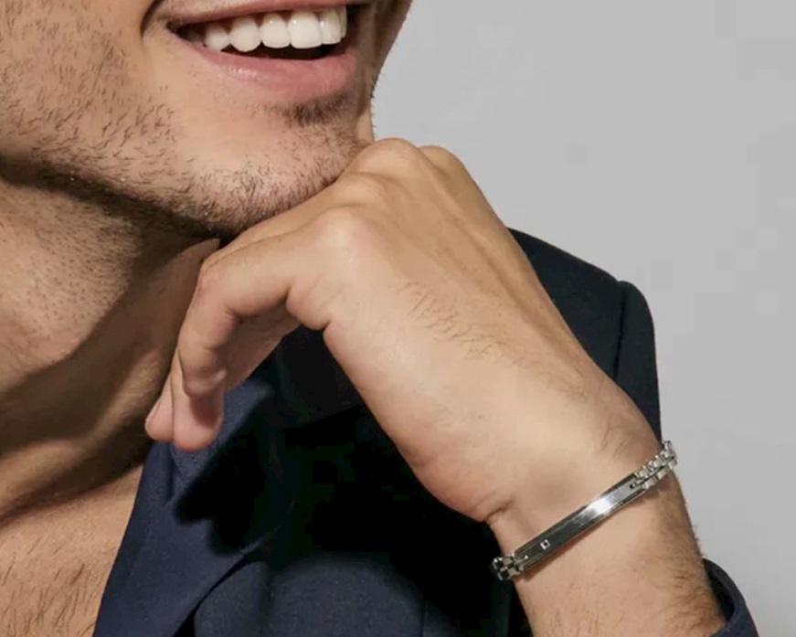 Bracelet Strong Diamond steel with plate and natural diamond Nomination