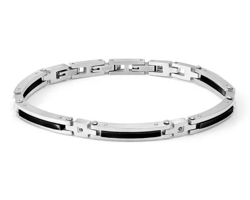 Bracciale Strong Diamond acciaio con 4 diamanti neri Nomination