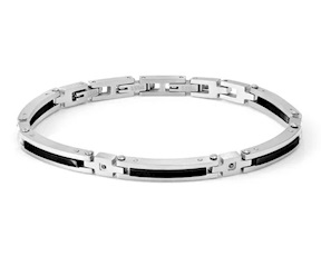 Bracciale Strong Diamond acciaio con 4 diamanti neri Nomination