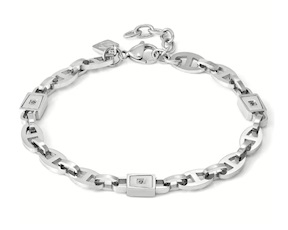 Bracciale Strong Diamond acciaio maglia ovale con 3 diamanti neri Nomination