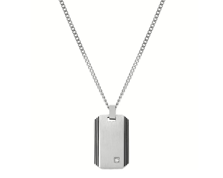 Necklace Strong Diamond steel with plate and natural diamond Nomination
