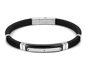 Bracelet City Energy steel and rubber with zircons Nomination