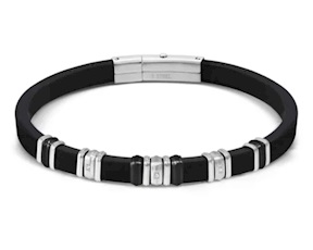 Bracelet City Energy steel and rubber with zircons Nomination