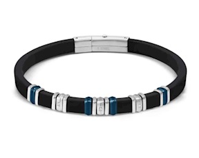Bracelet City Energy steel and rubber with zircons Nomination