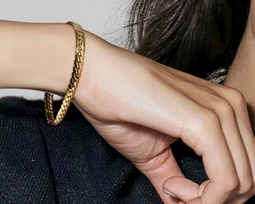 Bracciale Eclettica acciaio dorato a maglia piatta Nomination