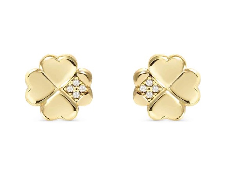 Earrings Petit Sparkle silver four-leaf clover Nomination