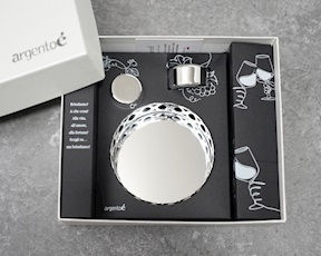 Cerchi bottle coaster trilaminated Silver with cap and drip-stopper Selezione Zanolli