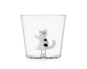 Bicchiere tumbler Tabby Cat gatto bianco macchie nere Ichendorf