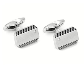 Gemelli rettangolari Strong Diamond acciaio con diamante naturale Nomination