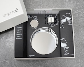 Onde bottle coaster trilaminated Silver with cap and drip-stopper Selezione Zanolli