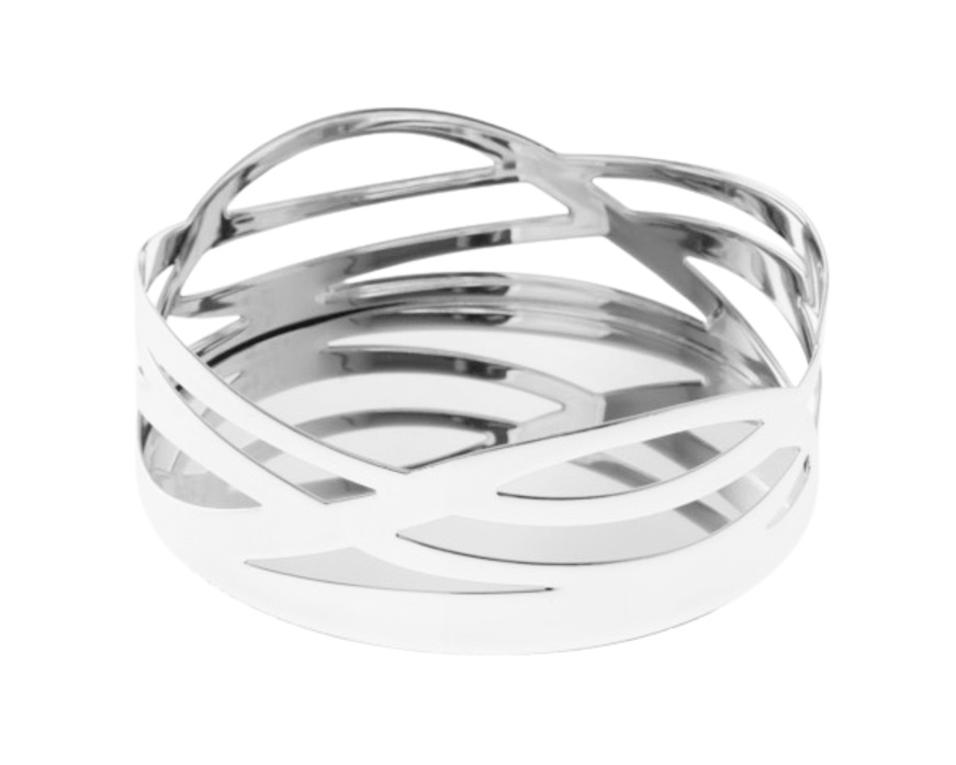 Onde bottle coaster trilaminated Silver with stopper and drip-catcher Selezione Zanolli